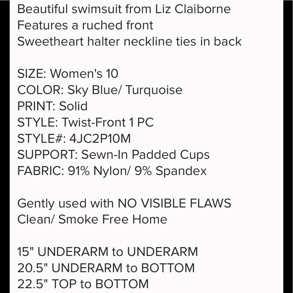 Liz Claiborne SKY BLUE halter bathing suit 👙 - Picture 8 of 8